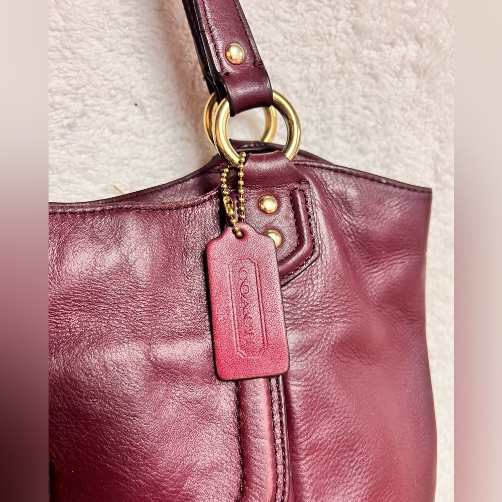 Coach Dark Red Leather Shoulder Bag - Picture 3 of 12